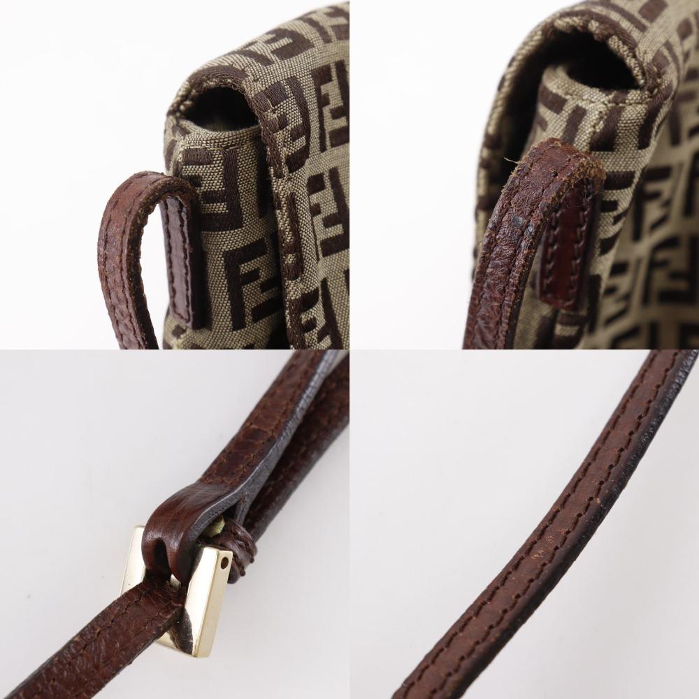FENDI Zucchino Shoulder Bag Brown Nylon canvas Women Used