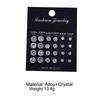 Classic 12Pairs Cubic Zirconia Stud Earrings Set For Women Silver Color Round Heart Crystal Rhinestone Earrings Brinco Jewelry