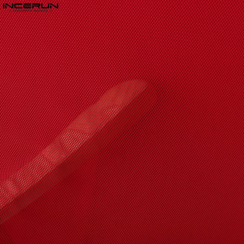 INCERUN Men Sleeveless Mesh Sheer Patchwork Casual Sport Fitted Tank Tops