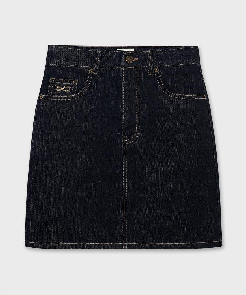 Plack Woman [Kuroki] Classic Denim Mini Skirt_Dark Blue