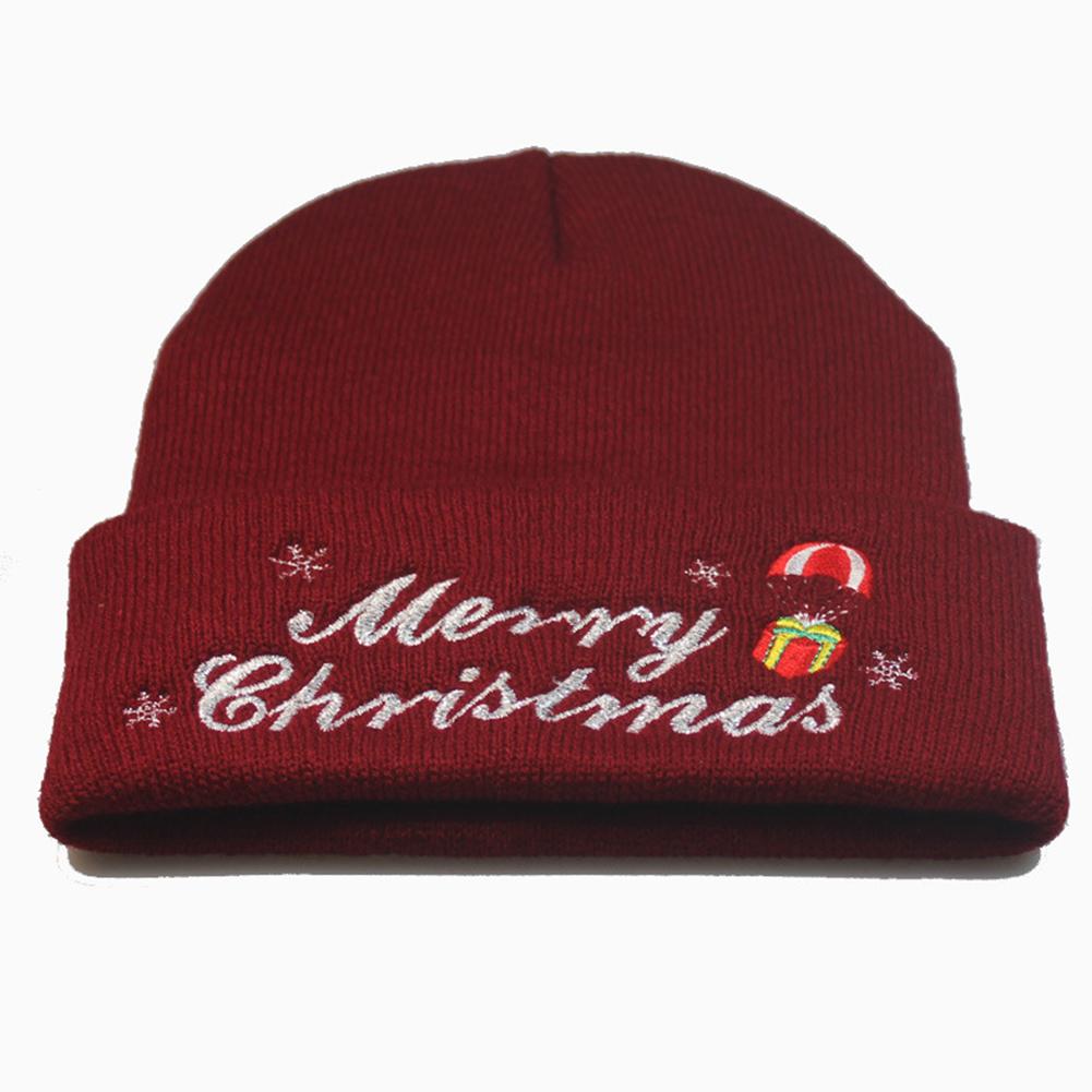 Universal Winter Knitting Wool Hat Warm Merry Christmas Embroidered Knitted Hat