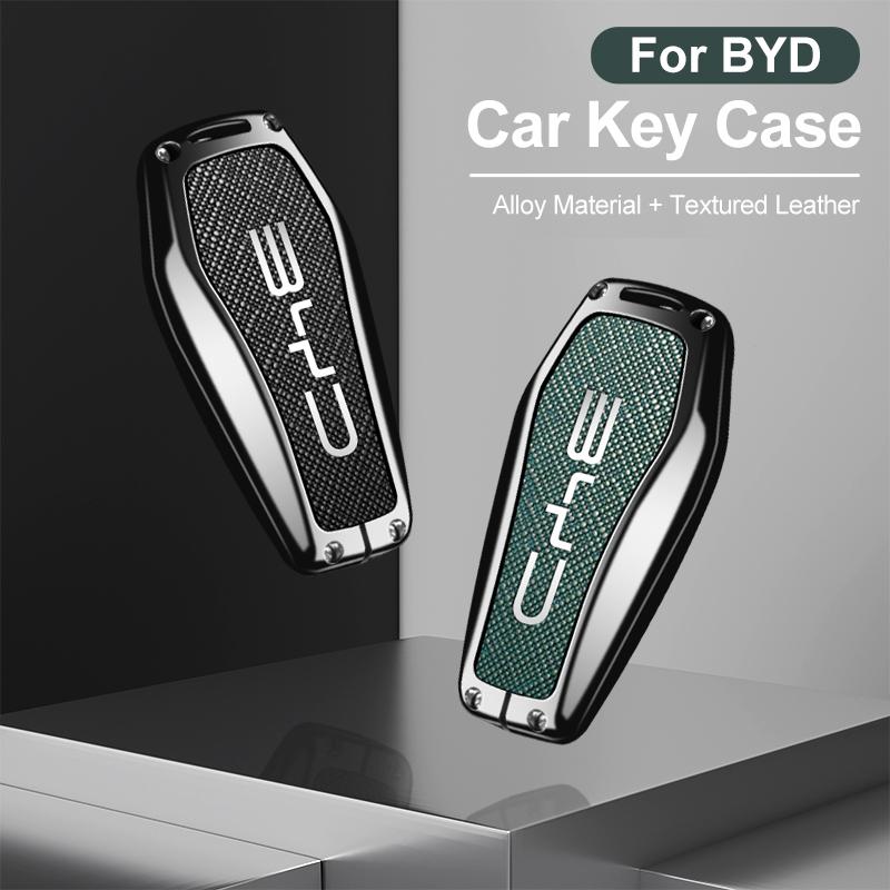 Металлический кожаный чехол-защита для автомобильного ключа BYD Atto 3 Song Plus Seal Han EV Dolphin Qin Plus U Dmi Yuan Pro Автоаксессуары