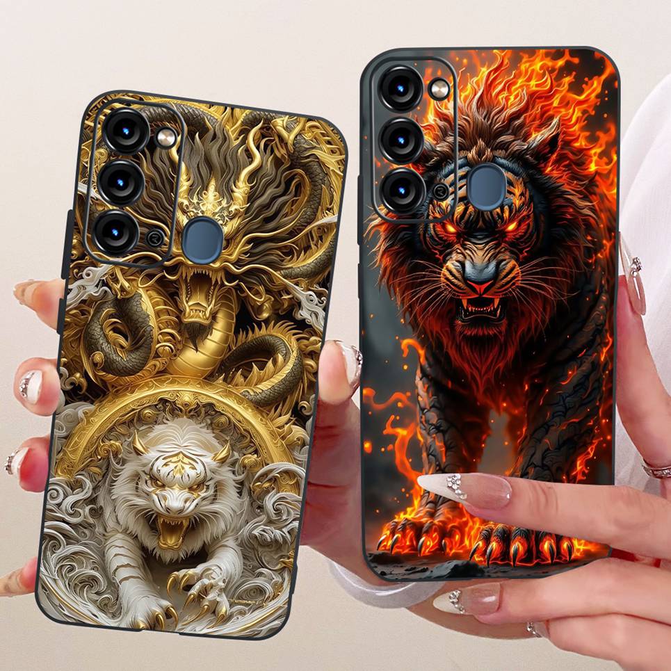 Soft Clear Silicone Casing For Itel Vision 3 Turbo Phone Case Vision 2S Cover Cartoon Cat Dragon Flower Butterfly Pattern Coque