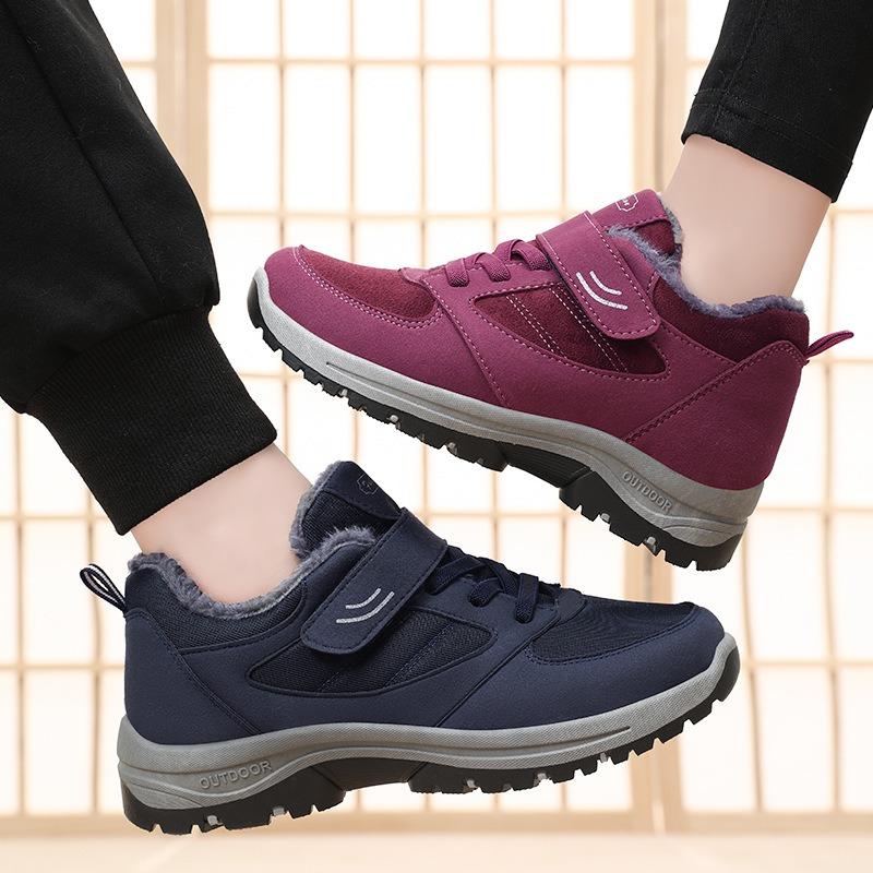 Winter New Men's Cotton Shoes Men's Winter Velvet Thickened Velcro Convenient Elderly Shoes Warm Walking Shoes Cotton Boots Men