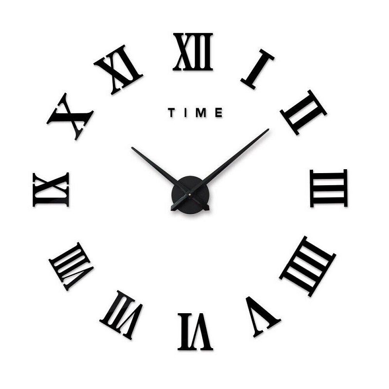 Extra 3d Diy Large Roman Numerals Luxury Mirror Wall Sticker Clock Home Decor