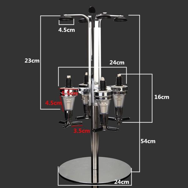 4 головки Серебристый Нержавеющая сталь Бар Батлер Вращающийся Диспенсер для вина, сока, коктейлей Держатель - intl Серебристый 24*24*54 СМ