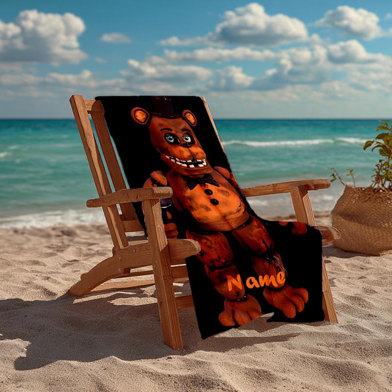 Custom Name Ultra-Soft Beach Towel with Five Nights at Freddy's Theme,Ideal for Pool - Camping, Diving - Perfect Travel Essential, Vibrant Beach Towel