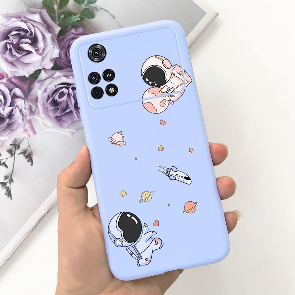 For Xiaomi Poco M4 Pro 4G Case Little Daisy Astronaut Pattern Soft Silicone Covers For Xiaomi Poco M4Pro 6.43"Bumper Phone Cases