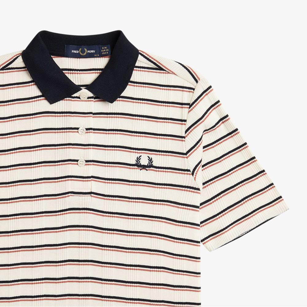 Fred Perry [Женский] Поло в полоску с рубчиком - Шелковистый персик Afpf2519189-R33