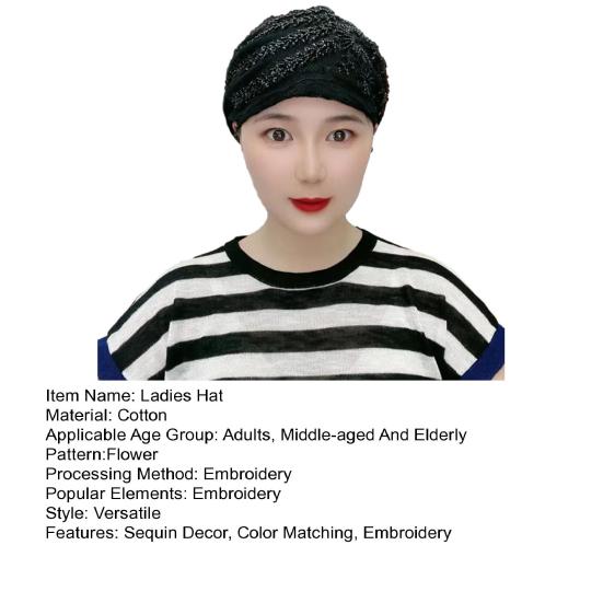 Женская шапка-тюрбан Yousheng, декор с блестками, соответствующий цвету, вышивка, легкий головной платок, крышка для волос, женская повязка на голову, женская повседневная шапочка