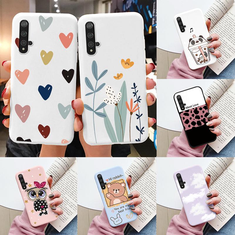 Цветы Чехол Для Huawei Nova 5T Capa NOVA5T 5 T Чехол для Телефона Мягкий Силикон Милый Кот Медведь Задняя Крышка Для Nova5 T Coque Сумка Модный