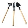 3pcs/Set Mini Gardening Tools Wood Handle Stainless Steel Potted Plants Shovel Rake Spade for Flowers Potted Plant