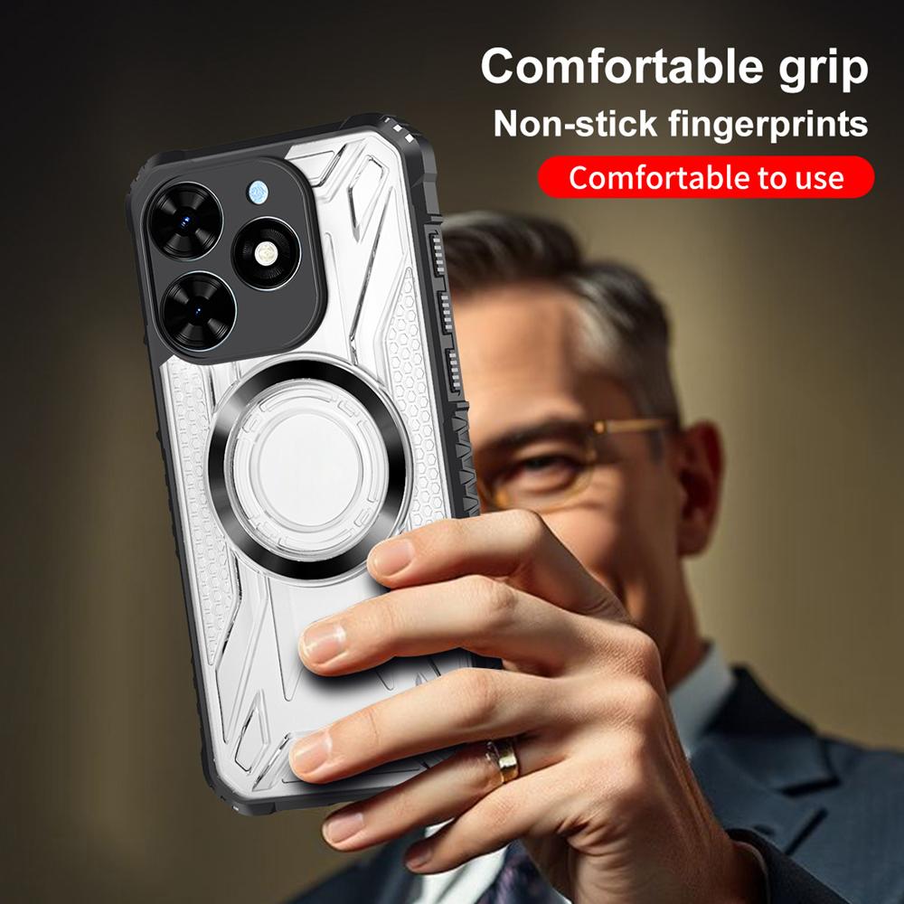 KEYSION Прозрачный магнитный чехол для Redmi Note 14 5G Мягкий силикон+ПК Сверхпрочный противоударный чехол на заднюю панель телефона для Redmi Note 14 4G