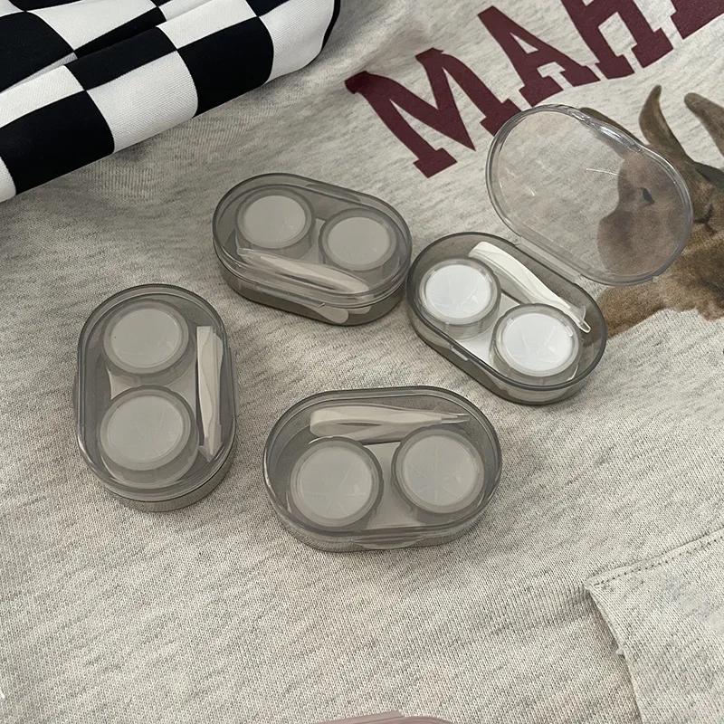 Women Transparent Contact Lense Case Cute Clear Solid Color Contacts Lens Container Case Girls Small Portable Contact Lenses Box