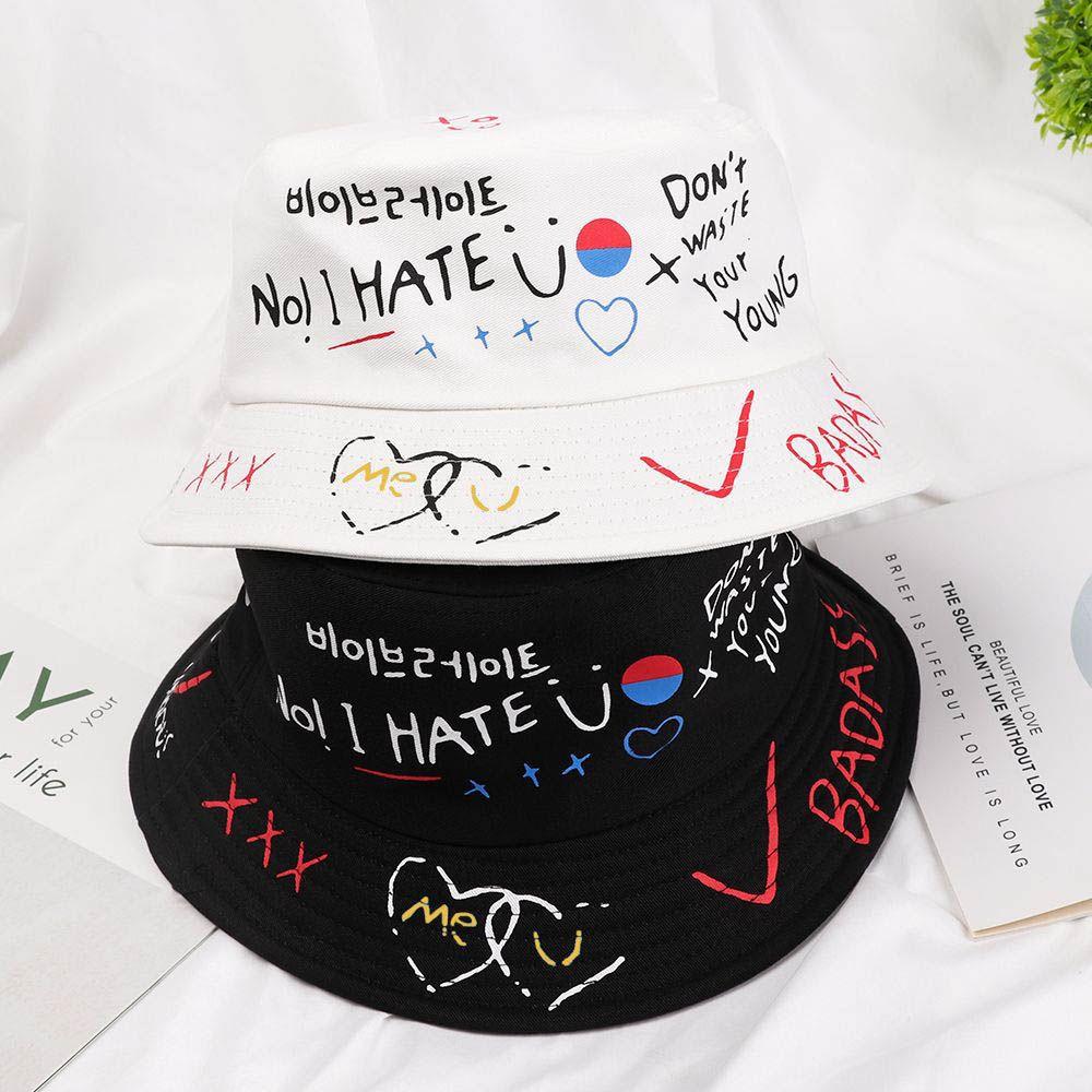 Women Men Graffiti Letter Fishing Fisherman Hat Harajuku Bucket Hat Hip Hop Cap