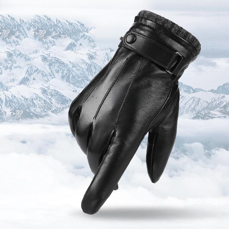 Перчатки из овчины мужские зимние сохраняющие тепло плюшевые подкладки утолщенные водительские сенсорные перчатки из натуральной кожи мужские