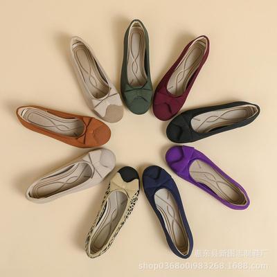 Круглый носок, неглубокий вырез, ткань, плоская подошва, женская однотонная трикотажная мягкая подошва, большой размер 34-44