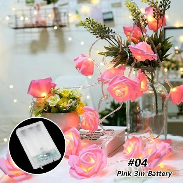 1,5/3 м 20 лампочек в форме розы, светодиодные гирлянды, теплые огни, украшения для дома, сада, вечеринки, рождественские украшения для свадебной вечеринки