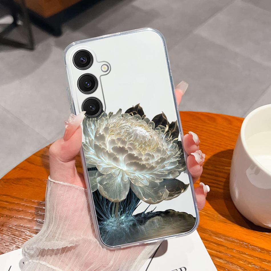 Чехол для Samsung Galaxy S25 FE Plus Ultra Прозрачный с рисунком цветов Задняя крышка для Samsung S 25 Ultra Мягкие противоударные чехлы для телефона