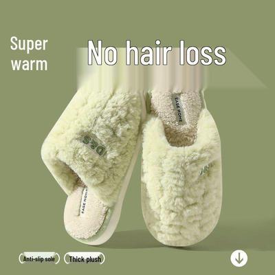 2026 Женские и мужские хлопковые плюшевые тапочки - Нескользящие, теплые, с закрытым носком для осенне-зимнего домашнего использования