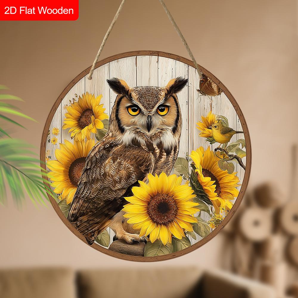 4 Different Styles of Wooden Sign with Owls Pattern, Unique Decorative Plaques for Front Door, Wall Hanging Decor, Ideal Gift for Friend & Family
