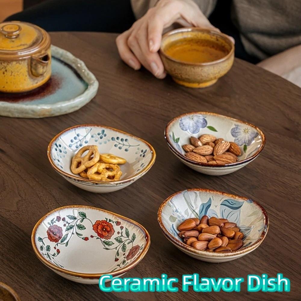 Mini Ceramic Flavor Dish Retro Vinegar Dish Multi-functional Mini Fruits Bowl Household Use