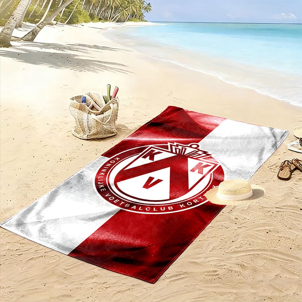 "Royal KV Kortrijk Red White Emblem" Patterned beach towel quick dry perfect for travel outdoor sports jogging the beach and swimming