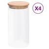 VidaXL Glass Storage Jars Bamboo Lid 4 Pcs 1200 Ml