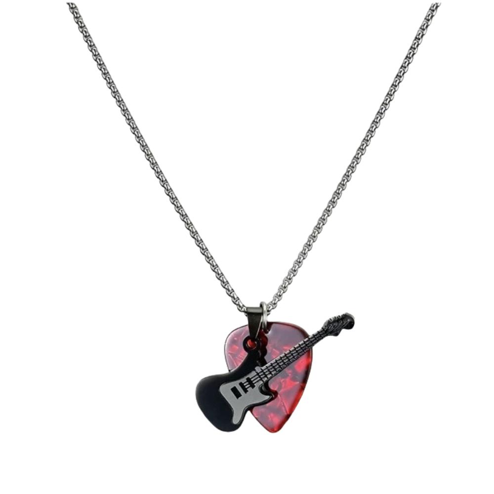 Hip-hop Guitar Pick Pendant Necklace Punk Electric Guitar Sweater Chain Guitar Chain Choker Unisex