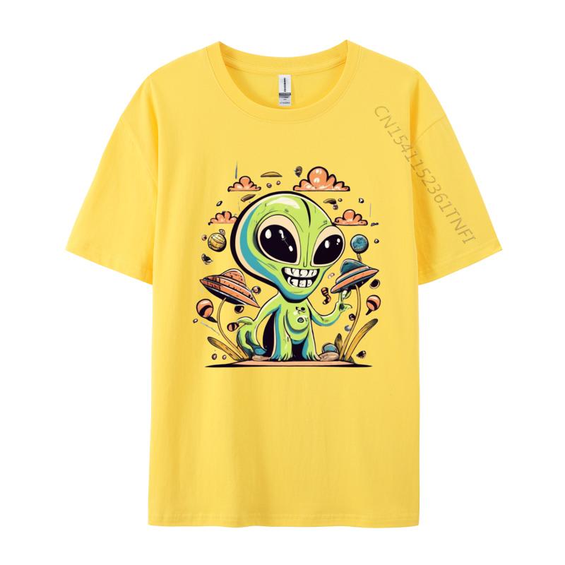 Alien T-shirt Outer Space Spacecraft T-shirt Soft Cotton Top Tees Streetwear 2024 T Shirt