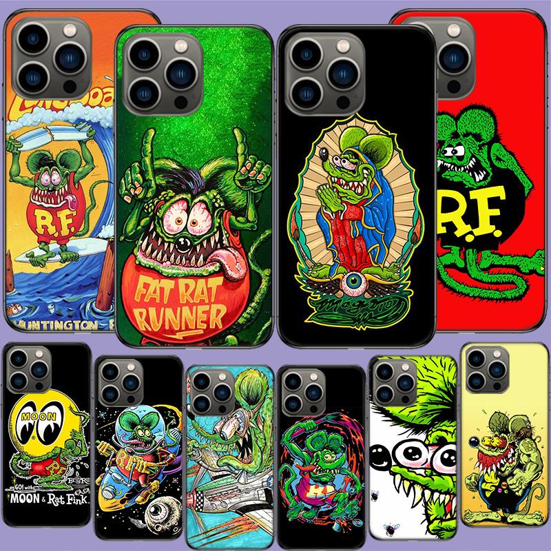 Крутая чехол-накладка Surf Cool Rat F-Fink для iPhone 17 Air 15 Pro 14 Plus 16 Pro Max 12 13 Mini 11 16E X XS Милый Fundas