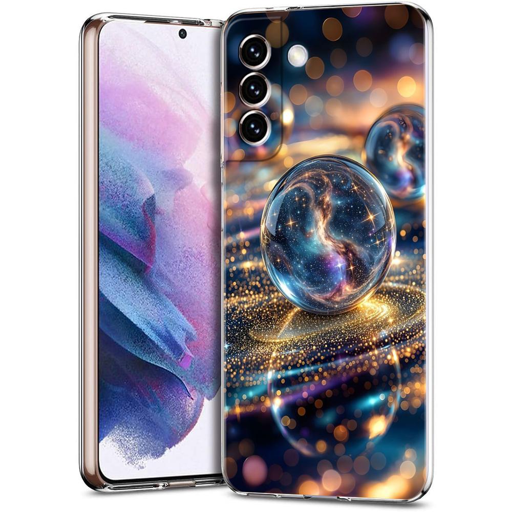 Прозрачный чехол-бампер для телефона Samsung Galaxy S25 S24 S23 S22 S20 S21 FE Ultra S24 S23 S10 S10E Plus 5G с рисунком мультяшной планеты