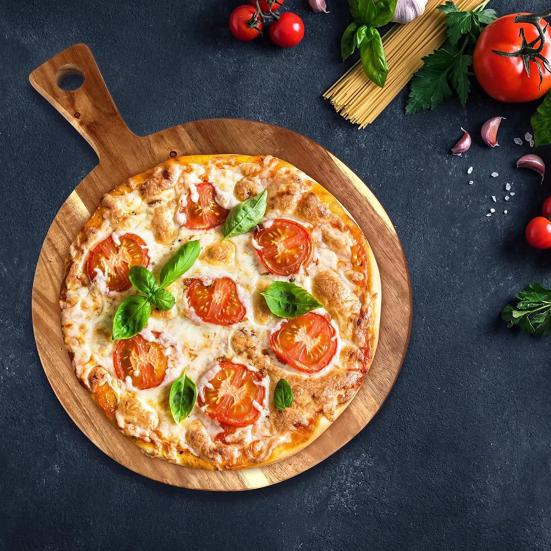 Деревянная доска для закусок Кухонная разделочная доска с ручками Прямоугольная Круглая сервировочная доска для нарезки фруктов, мяса, сыра, хлеба