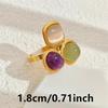 Adjustable Tricolor Stone Stainless Steel Ring - Simple and Fashionable Design for Women