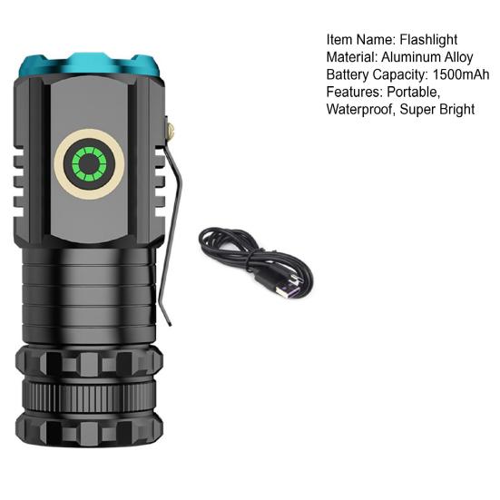 LED Flashlight with 5 Light Modes Super Bright Waterproof Rechargeable Versatile Use High-Power Torch