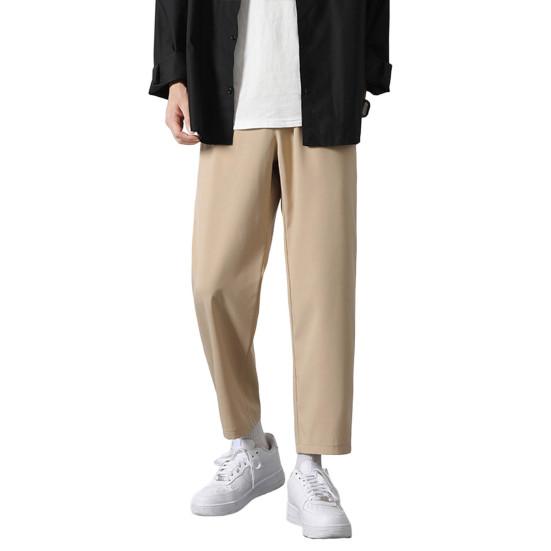 Мужские брюки с эластичным поясом, уличная одежда, тонкие стильные повседневные брюки с прямыми штанинами, популярные универсальные 3D кройки