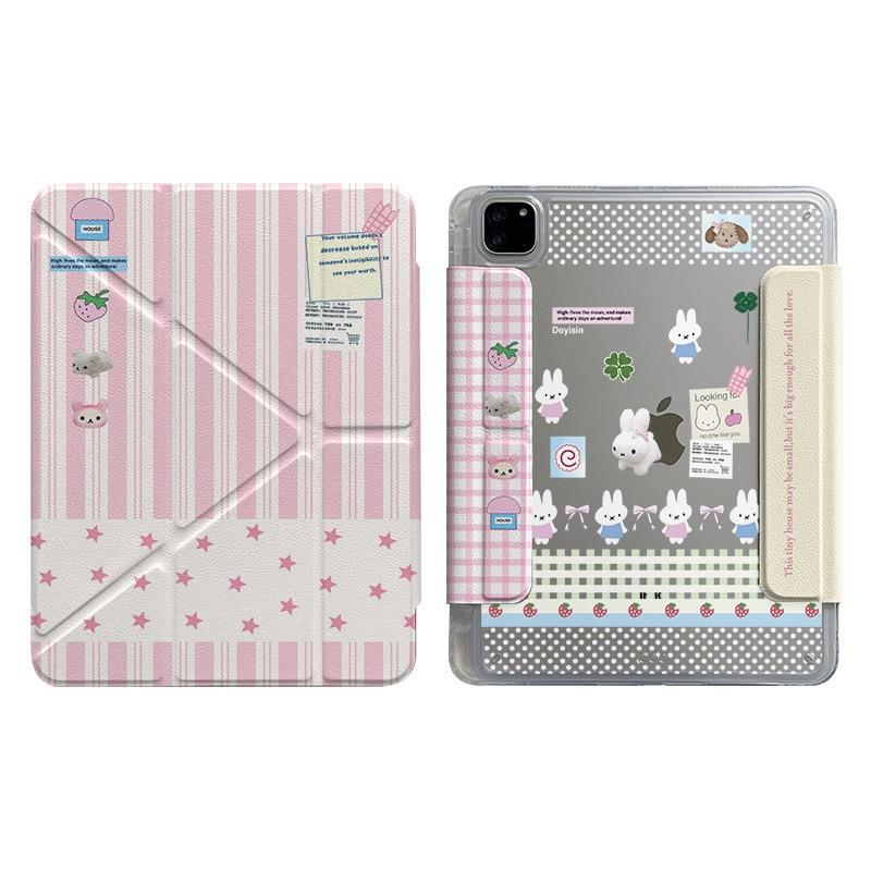 Miffy Rabbit Striped Case IPad Pro Mini 7 Air 10th Gen With Stand Sleep Wake Support