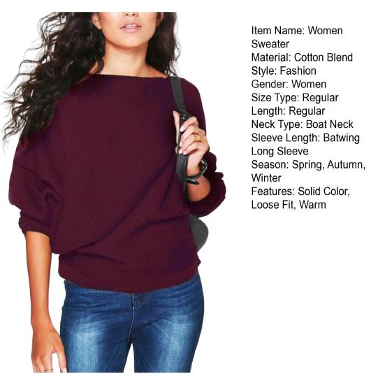 Женский трикотаж в рубчик с вырезом «лодочка» и крылом летучей мыши, осень-зима, однотонный свободный свитер, топ, уличная одежда