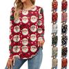 Женская мода Рождественские принтованные платья Повседневные топы Рубашки с длинным рукавом Свободные пуловеры