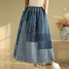 Джинсовая юбка для женщин Повседневная Универсальная Эластичная С высокой талией Длинная Свободная Юбка Большого размера