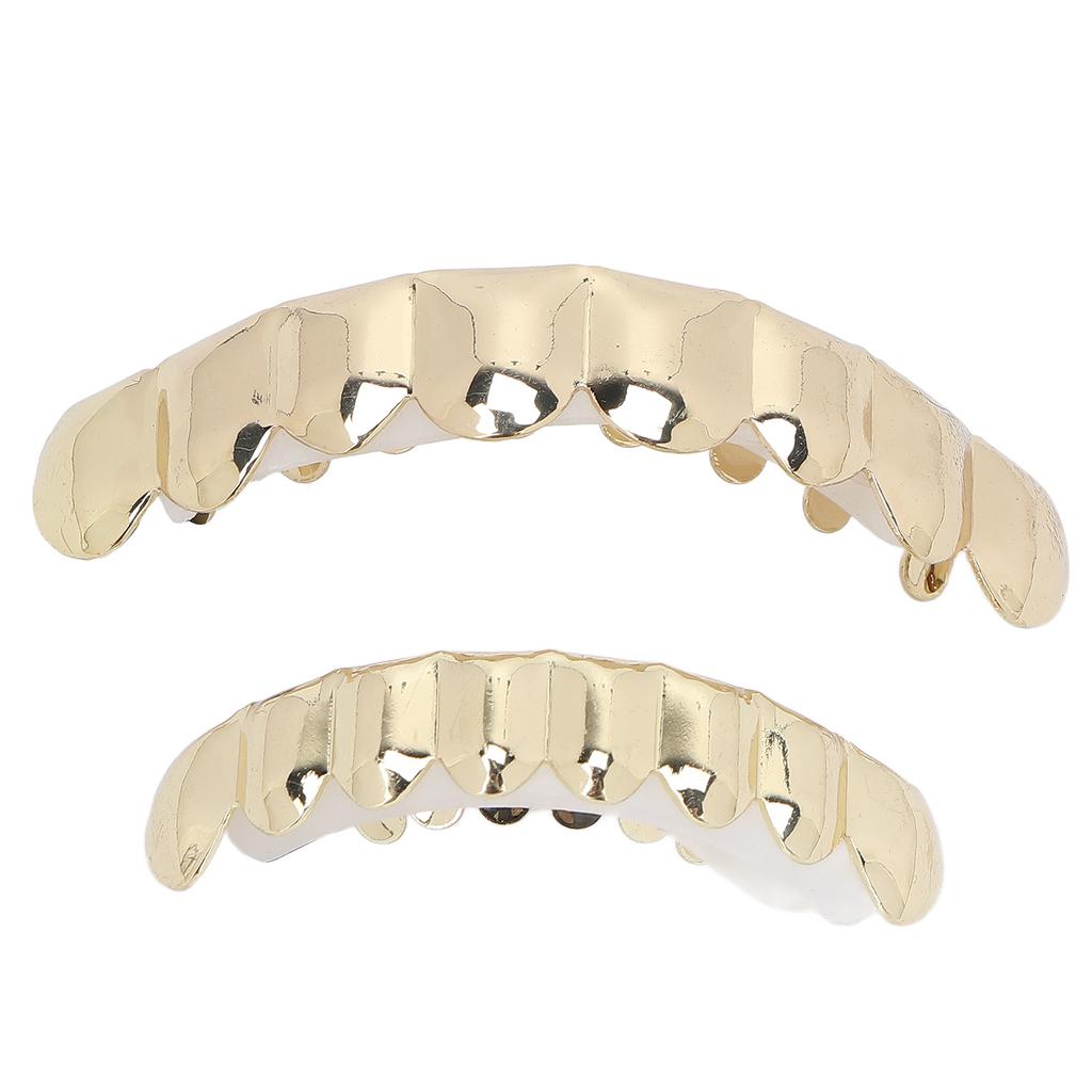 Hip Hop Teeth Set Alloy Golden False Teeth Decoration Brace for Halloween Festival Party