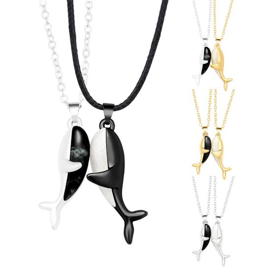 2 шт. ожерелье для пары, новинка, нежный магнитный Кит, ласковый кулон в виде объятия, цепочка на ключицу на юбилей