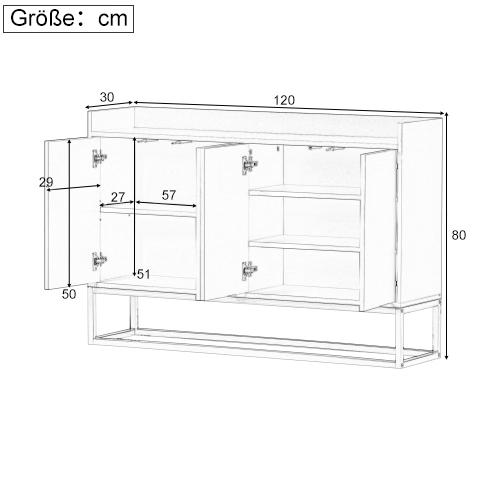Modern Sideboard in Minimalist Style, 4-Door Handle-Free Buffet Cabinet for Dining Room, Living Room, Kitchen (Black)