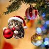Vibrant Color Super Cute Cat Car Charm Acrylic Santa Hat Kitten Christmas Tree Hanging Decoration Gift Home Decor