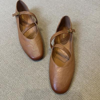 Версия из овчины~ Туфли Мэри Джейн 2025 новые ретро кожаные женские туфли осенние балетки универсальные маленькие кожаные туфли одинарные туфли