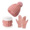 Winter Hat Scarf Gloves Set Fleece Lined Hat Warm Neck Wrap Thick Knitted Touchscreen Gloves for Men Women Cycling Hiking Travel