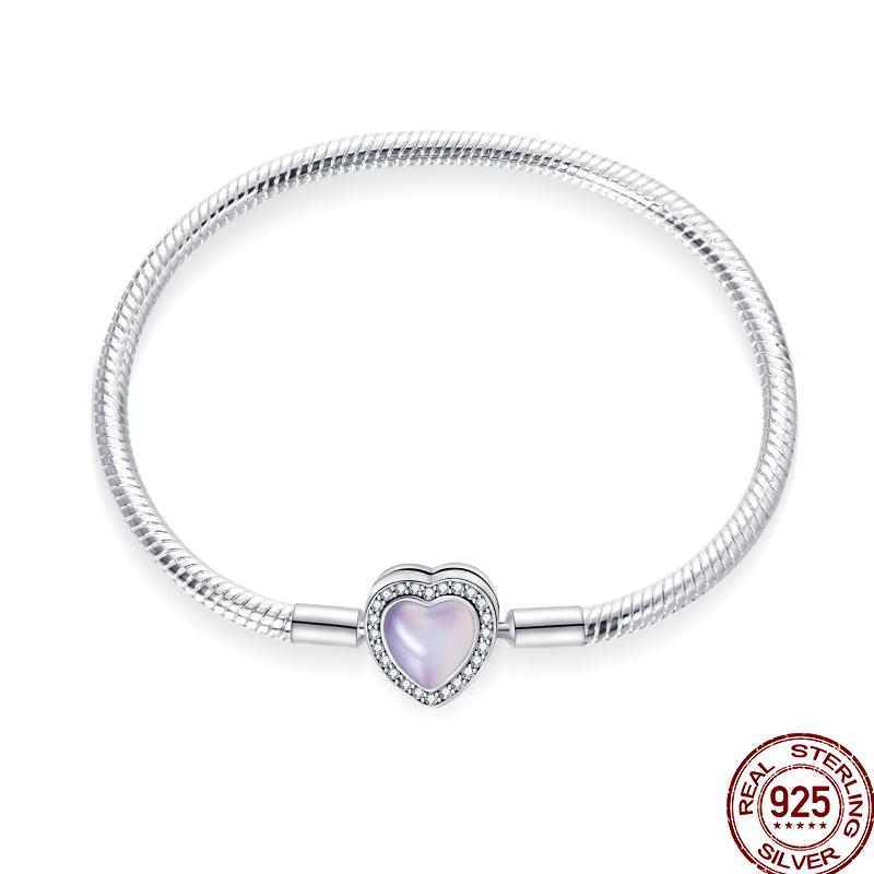 925 Silver 17-20CM Heart Pave Zirconia Original Bracelets Infinity Bracelet Fit DIY Charms Bead Birthday Jewelry Gifts Hot Sale