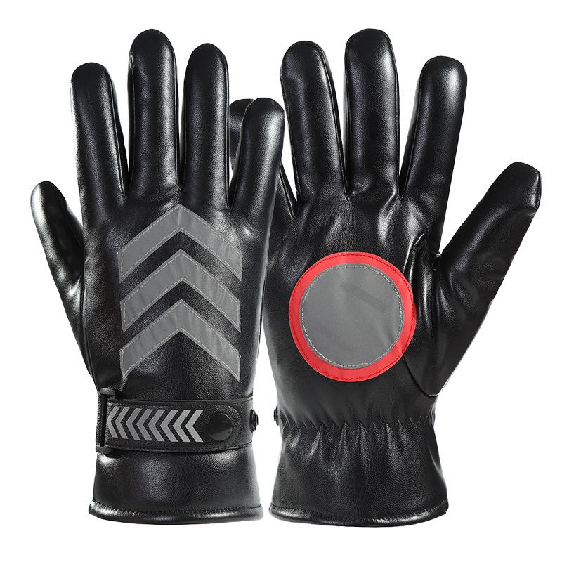 Теплые перчатки мужские осенне-зимние флисовые со светоотражающей полосой патрульные флисовые утолщенные дежурные командные полиуретановые перчатки