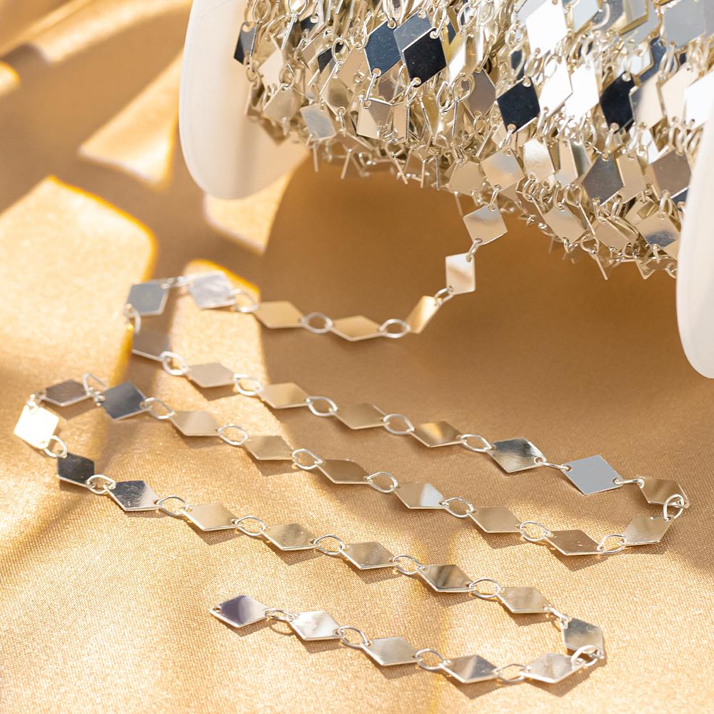 2M 1M 0.5M Copper Rhombus Chains Geometric Prismatic Bracelet Necklace Chains for Jewelry DIY Making Craft Component Accessories