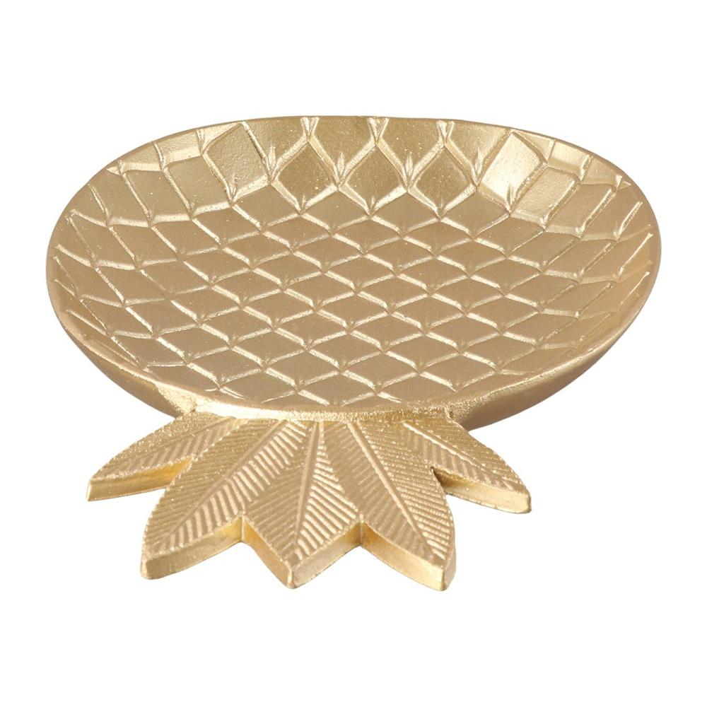 Gold Pineapple & Leaf Shaped Snack Dish Serving Tray Fruit Rack Jewelry Storage Tray Dessert Shelf